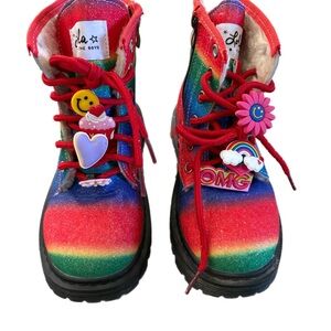 Colorful Rainbow Boots with Fun Charms